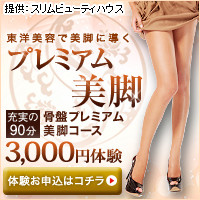 【脚】骨盤美脚プレミアム体験　1回90分　3,000円